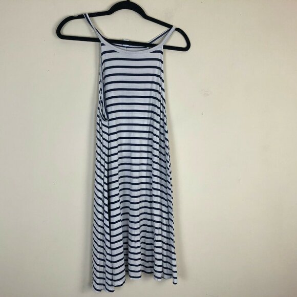 Old Navy M Smock Dress Sleeveless Striped Short Casual Round Neck Womens Stretch - Picture 4 of 4
